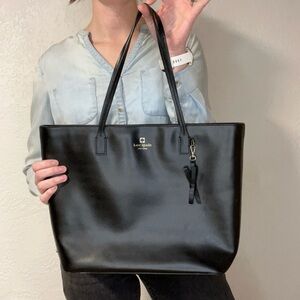 KATE SPADE New York Sawyer Street Maxi black leather handbag tote